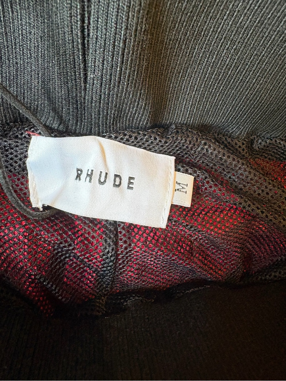 Rhude Red Athletic Mesh Shorts with Black & White Trim - Picture 4 of 9